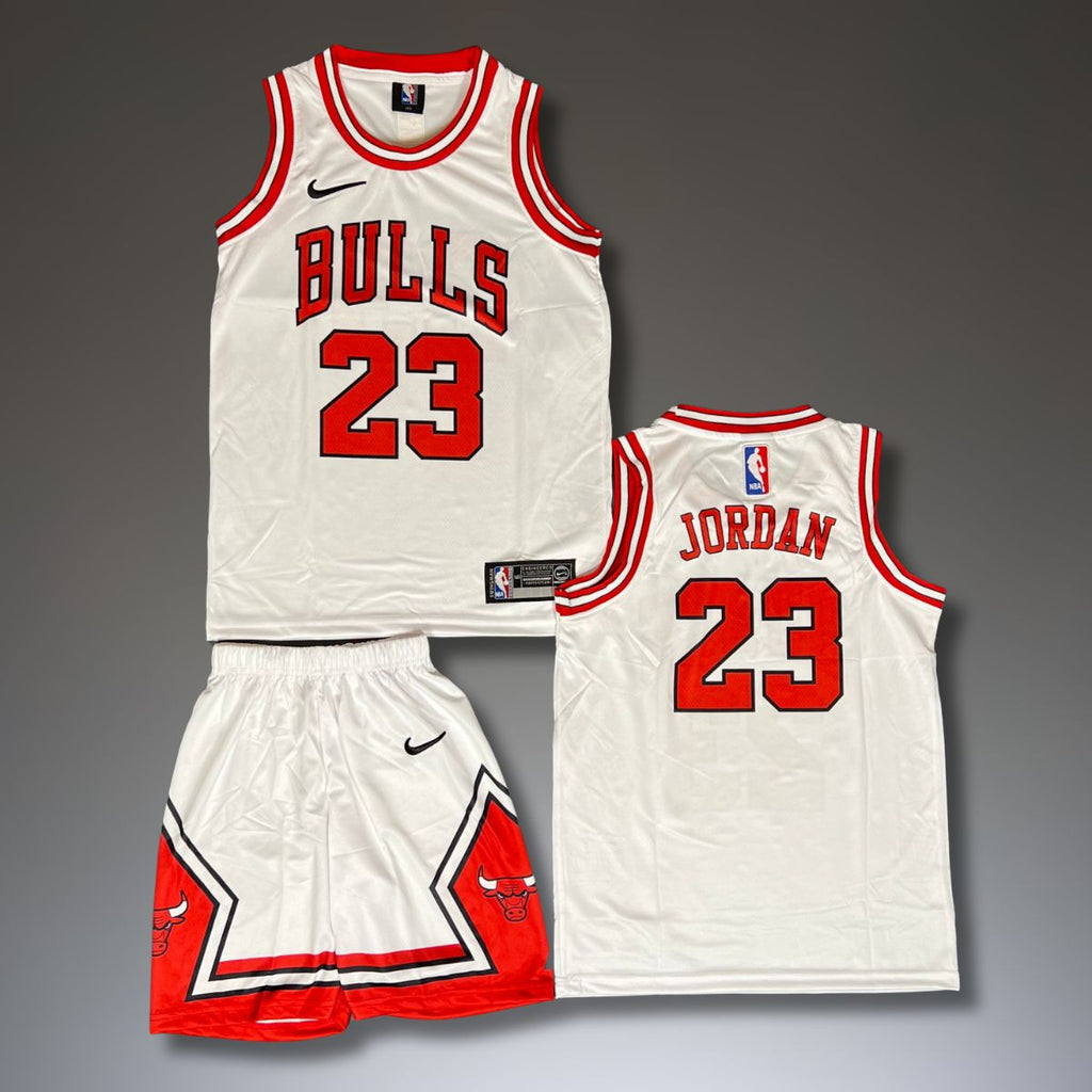 Gyerek kosárlabda mez szett, fehér, Chicago Bulls, Jordan