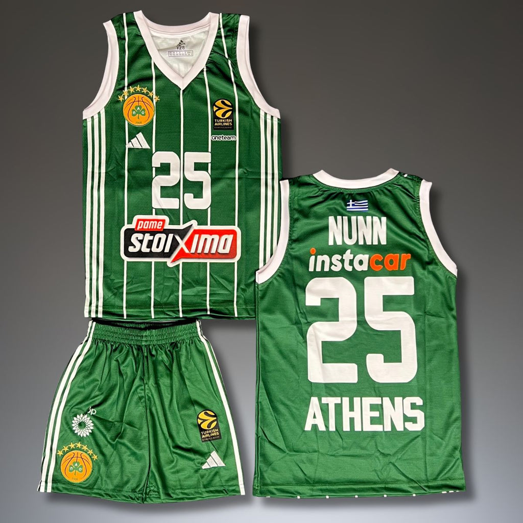 Gyerek kosárlabda mez szett, zöld. Panathinaikos, Nunn