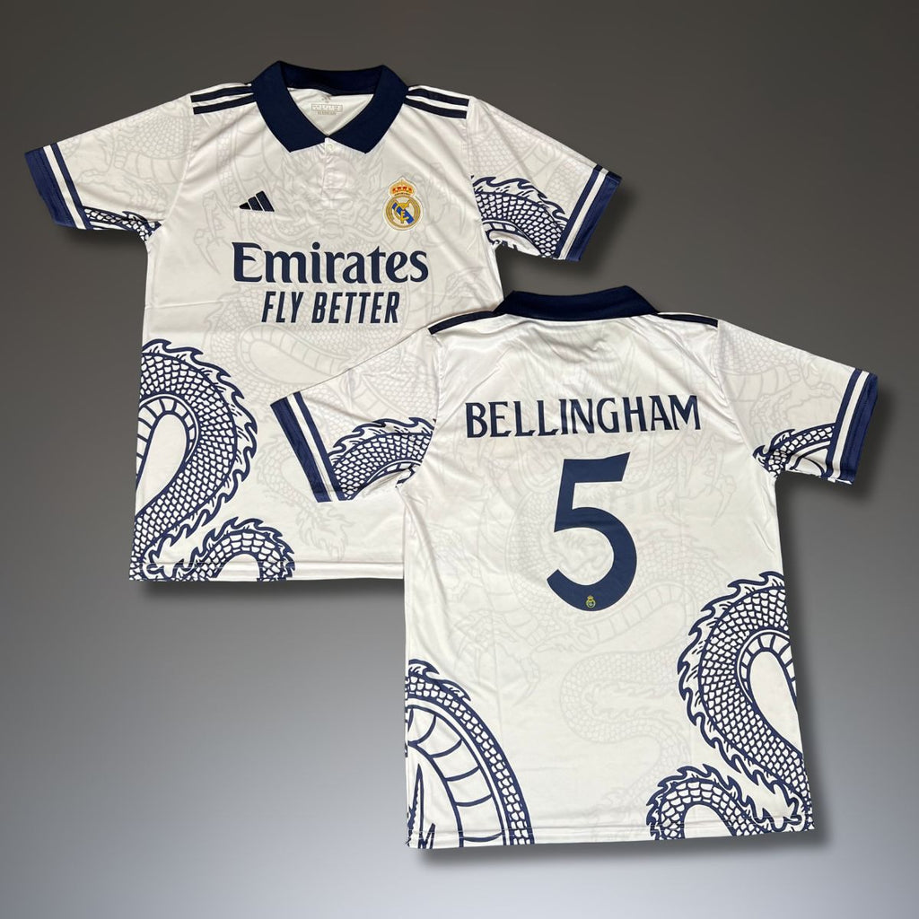 Férfi mez Real Madrid, Bellingham. Fehér sárkány kiadás 2025