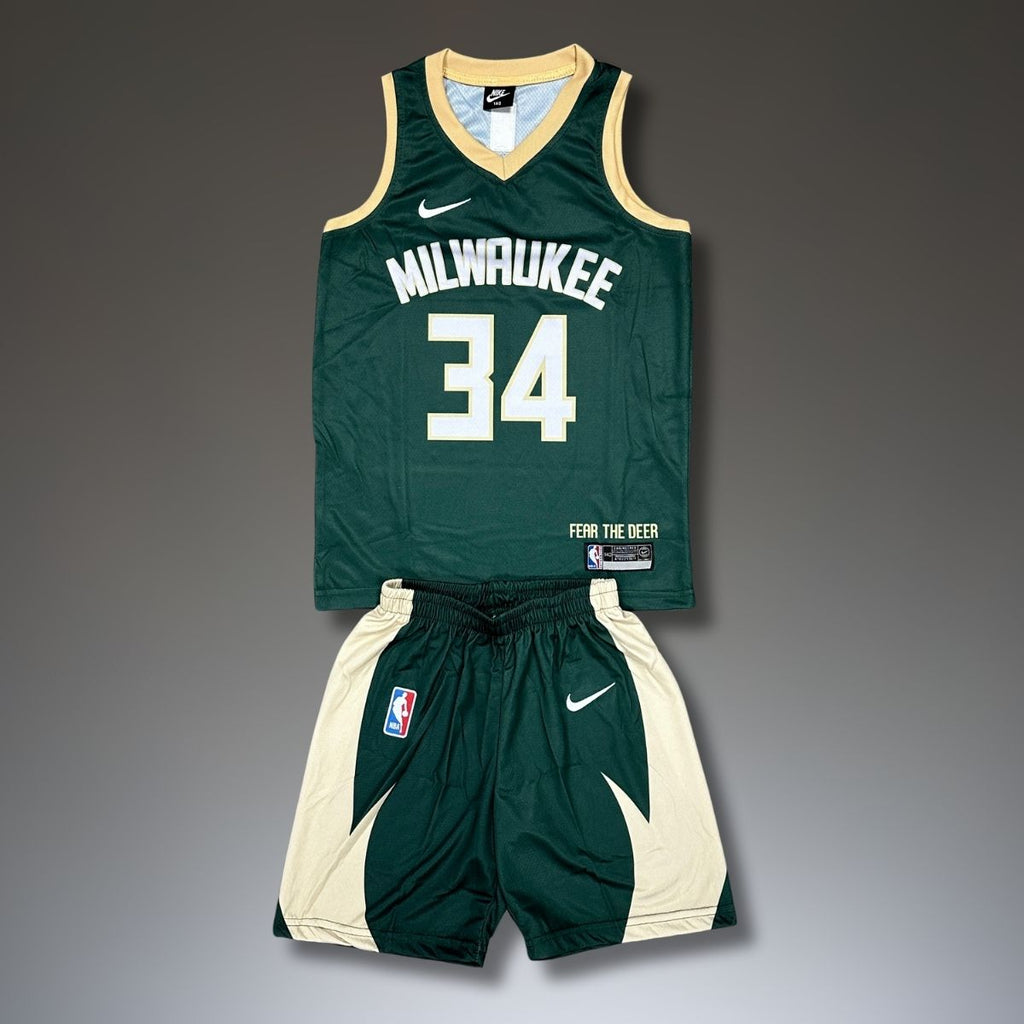 Gyerek kosárlabda mez szett, Zöld, Milwaukee Bucks, Antetekounmpo