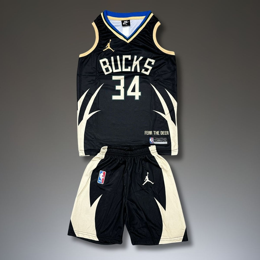 Gyerek kosárlabda mez szett, Fekete, Milwaukee Bucks, Antetekounmpo
