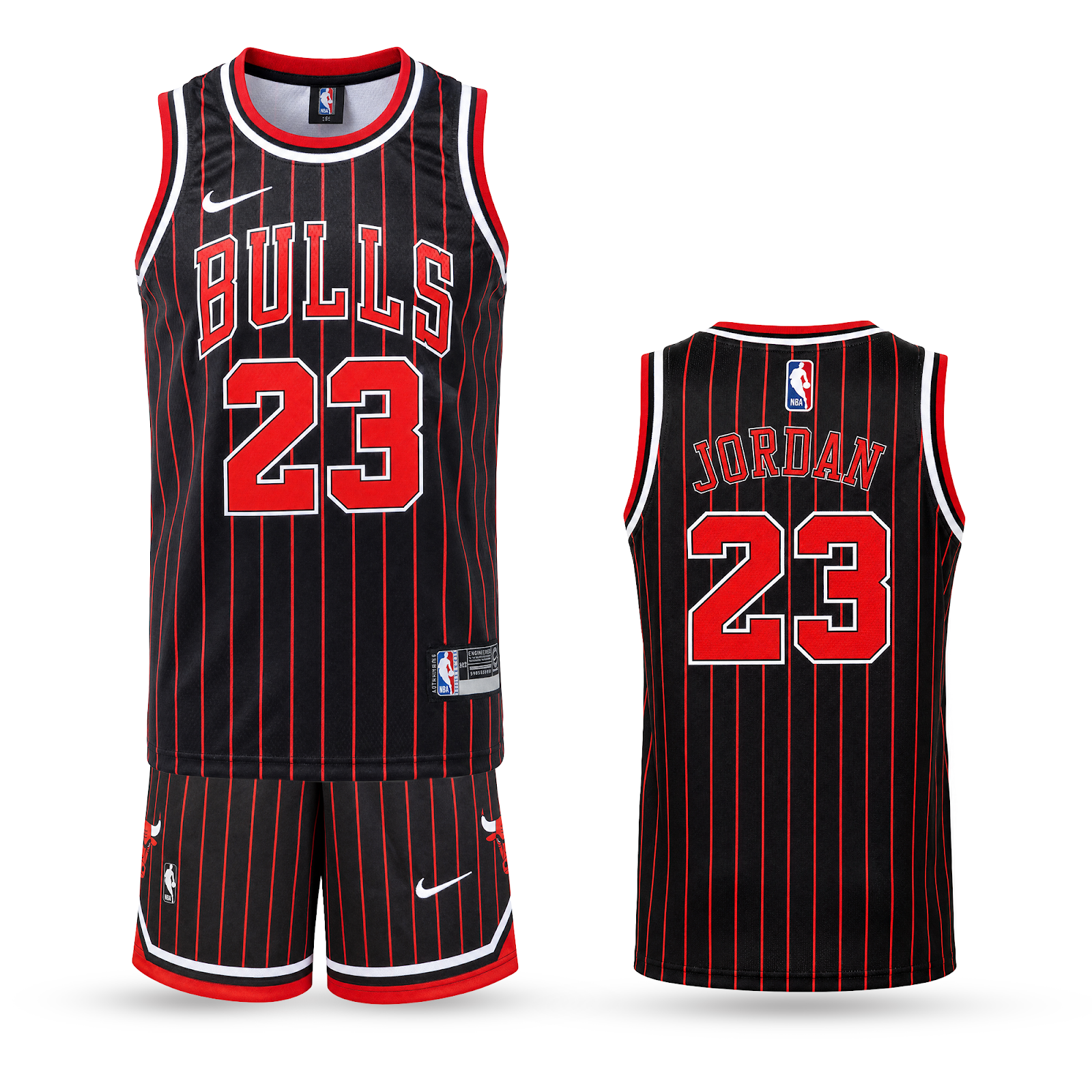 Gyerek kosárlabda mez szett, fekete, Chicago Bulls. Jordan
