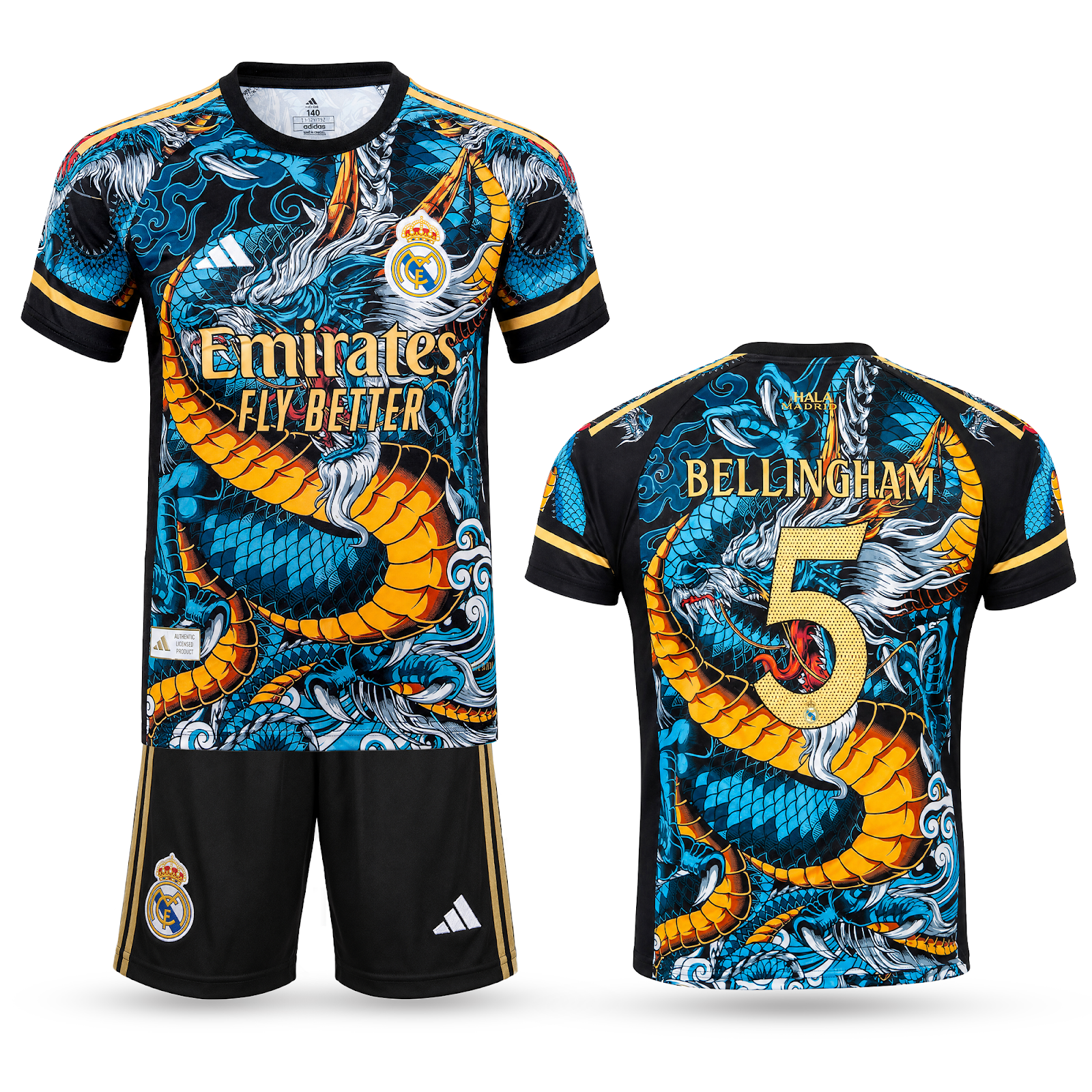 Gyerek mez szett Real Madrid, színes, Bellingham. Sárkány Edition 2025