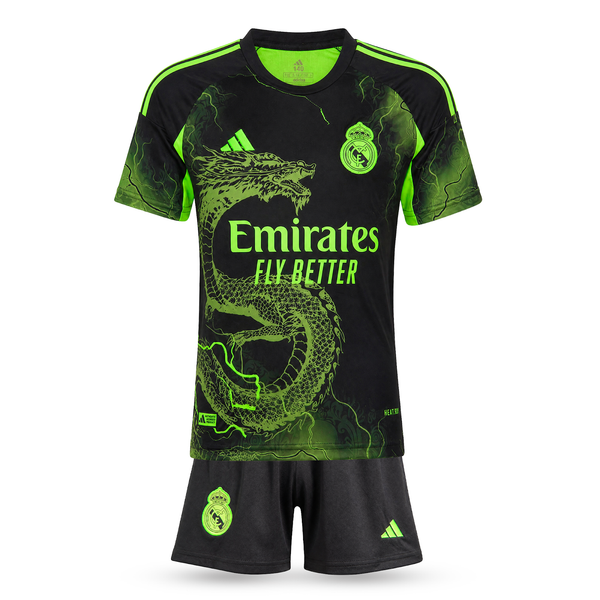Gyerek fluoreszkáló mez szett Real Madrid, Bellingham. Neonzöld sárkány kiadás 2025