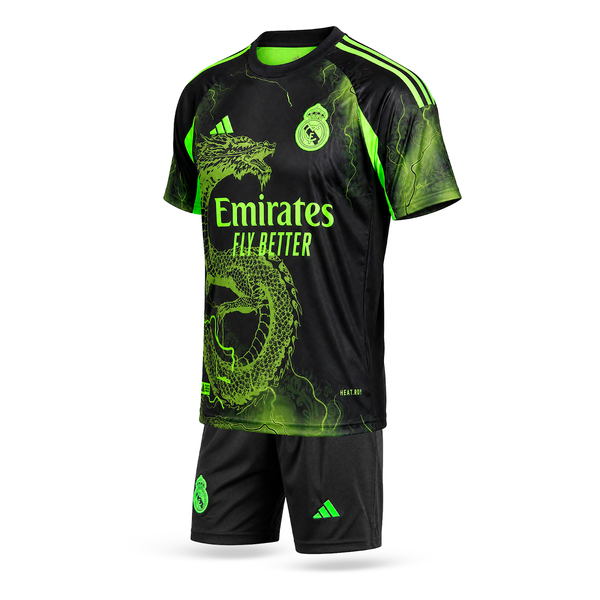 Gyerek fluoreszkáló mez szett Real Madrid, Bellingham. Neonzöld sárkány kiadás 2025