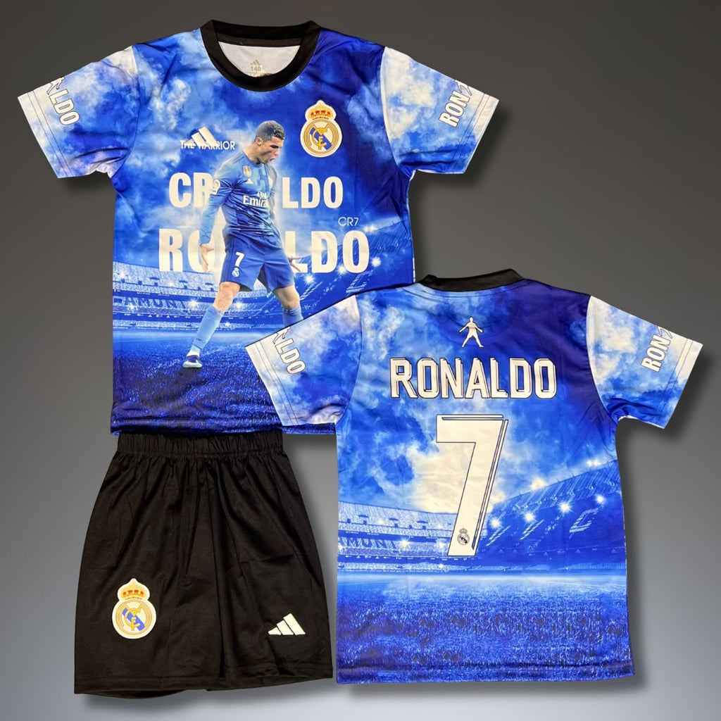 Gyerek mez szett Real Madrid, kék, Ronaldo. Különleges kiadás Christiano