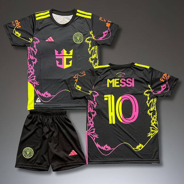 Gyerek fluoreszkáló mez szett Inter Miami, Messi. Neonszínű pálmafa kiadás