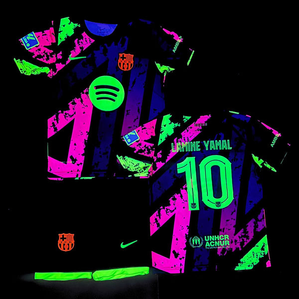 Gyerek fluoreszkáló mez szett Barcelona, Yamal. Színes neon kiadás