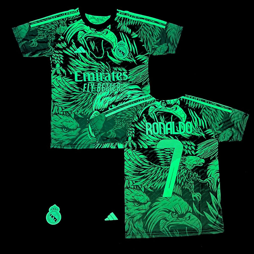 Gyerek fluoreszkáló mez szett Real Madrid, Ronaldo. Neon zöld sas kiadás