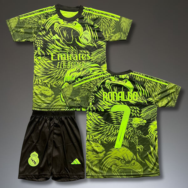 Gyerek fluoreszkáló mez szett Real Madrid, Ronaldo. Neon zöld sas kiadás