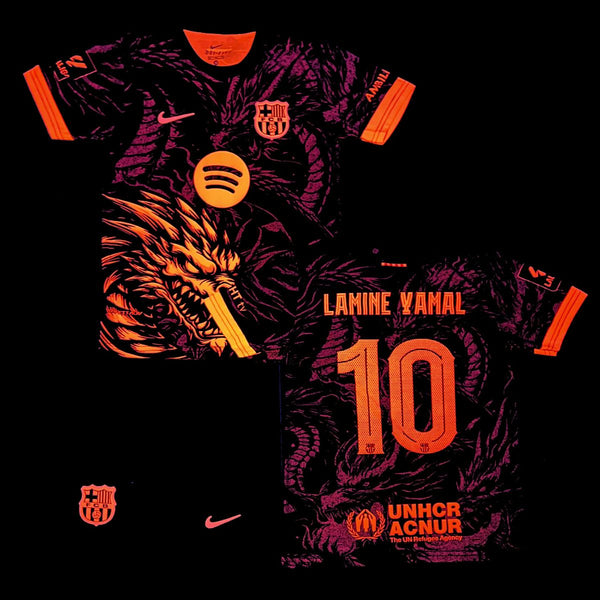 Gyerek fluoreszkáló mez szett Barcelona, Yamal, 10. Neon rózsaszín sárkány kiadás