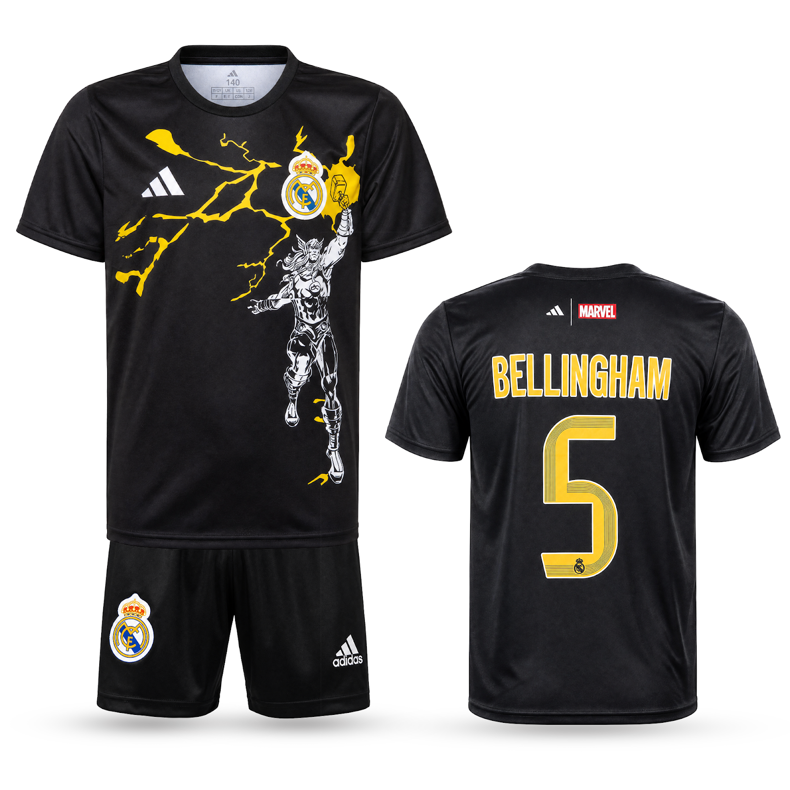 Real Madrid Gyerek Thor Edition Futballszerelés, Bellingham. Thor Edition Fekete