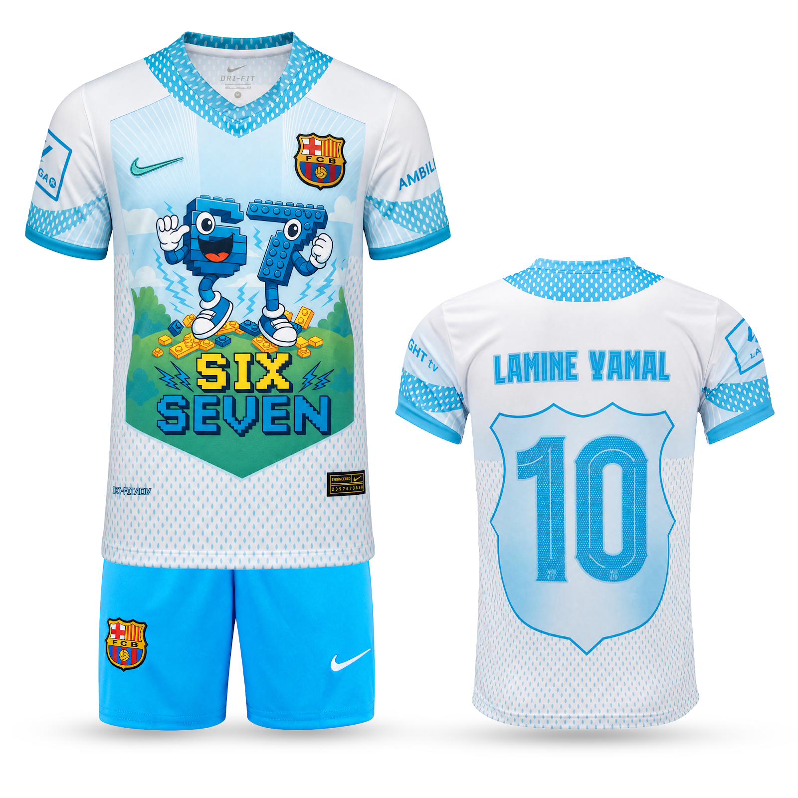 Barcelona Gyerek Futballszerelés, Jamal. Six Seven Edition, Világoskék