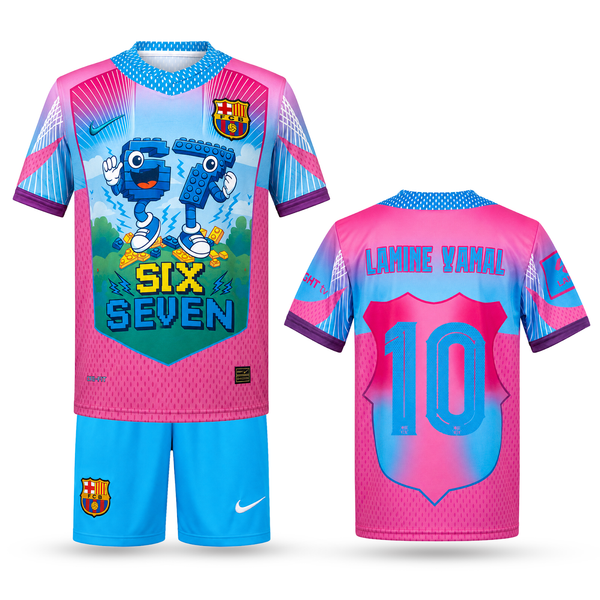Barcelona Gyerek Futballszerelés, Jamal. Six Seven Edition, Világoskék-Rózsaszín