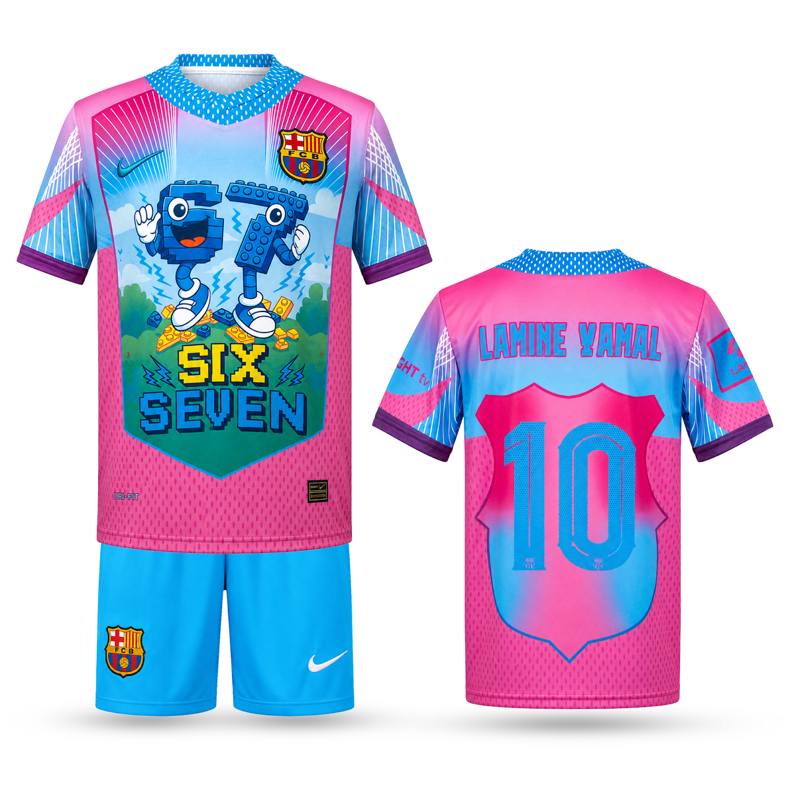 Barcelona Gyerek Futballszerelés, Jamal. Six Seven Edition, Világoskék-Rózsaszín