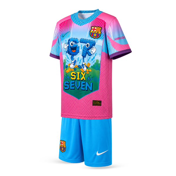 Barcelona Gyerek Futballszerelés, Jamal. Six Seven Edition, Világoskék-Rózsaszín