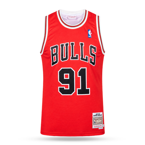 Chicago Bulls Férfi Retro Kosárlabdamez, Rodman. Retro Hardwood Classics, Piros