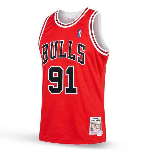 Chicago Bulls Férfi Retro Kosárlabdamez, Rodman. Retro Hardwood Classics, Piros