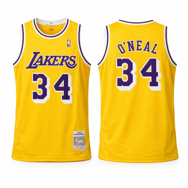 LA Lakers Férfi Retro Kosárlabdamez, O'Neil. Retro Hardwood Classics, Sárga