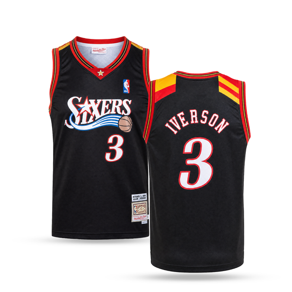 Philadelphia Sixers Férfi Retro Kosárlabdamez, Iverson. Hardwood Classics, Fekete