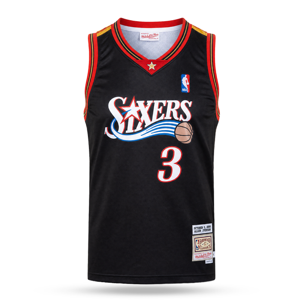 Philadelphia Sixers Férfi Retro Kosárlabdamez, Iverson. Hardwood Classics, Fekete