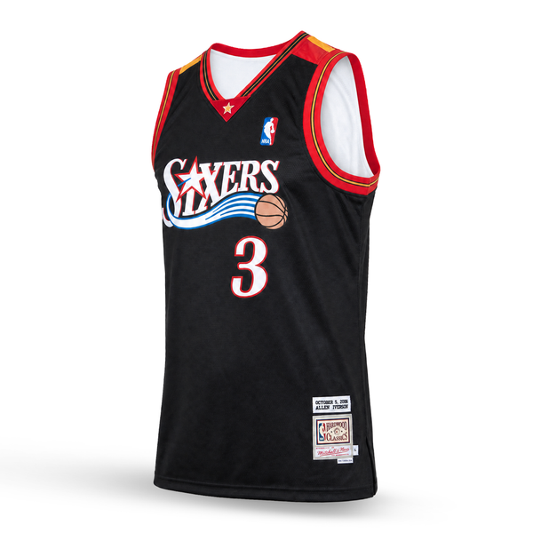 Philadelphia Sixers Férfi Retro Kosárlabdamez, Iverson. Hardwood Classics, Fekete