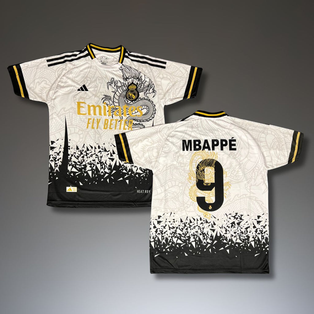 Férfi mez Real Madrid, fehér, Mbappe. Sárkány kiadás 2024