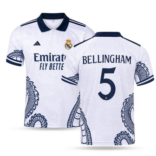Férfi mez Real Madrid, Bellingham. Fehér sárkány kiadás 2025